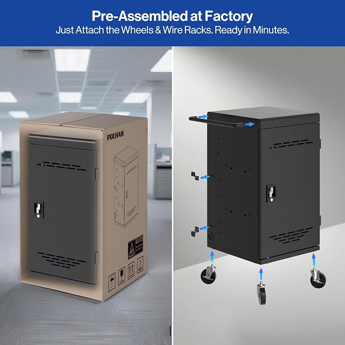 POCHAR Fully Assembled 30 Unit Device Charging Station - Image 7