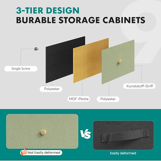 DUMOS 9 Drawer Dresser for Bedroom, Storage Organizer Chest of Drawers | Fabric - Image 4
