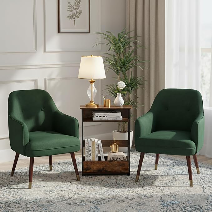 Vintage Narrow Side Table with Storage Shelf, 3 Tier Slim End Table Modern Sofa - Image 8