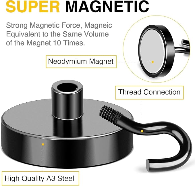 DIYMAG Black Magnetic Hooks, 120 LB Heavy Duty Strong Magnets - Image 3