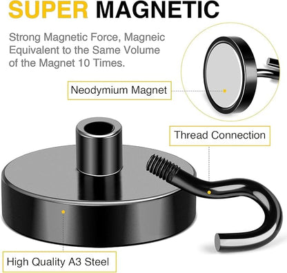DIYMAG Black Magnetic Hooks, 170 LB Heavy Duty Strong Magnets - Image 3