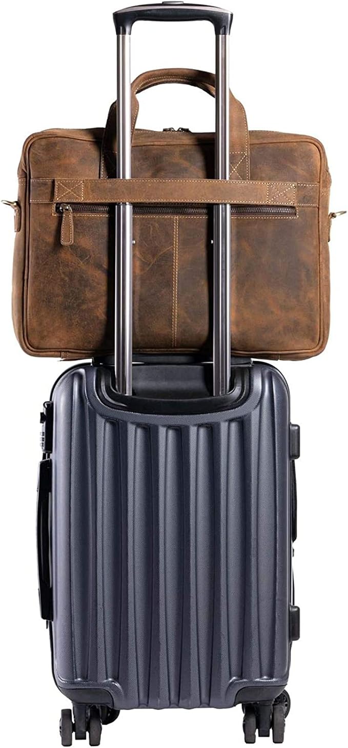 Leather briefcase 18 Inch Laptop Messenger Bags - Image 2