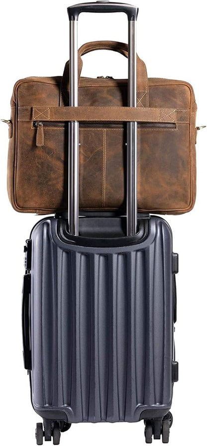 Leather briefcase 18 Inch Laptop Messenger Bags - Image 2