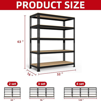 PrimeZone Heavy Duty Garage Storage Shelves, 31.5" W x 16" D x 63" H Adjustable - Image 3