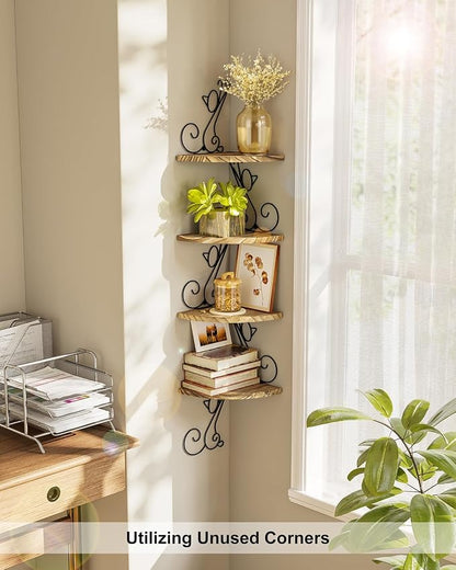 Alsonerbay 4-Tier Cat Shaped Corner Shelf Wall Mount, Carbonized Black | Curved - Image 7