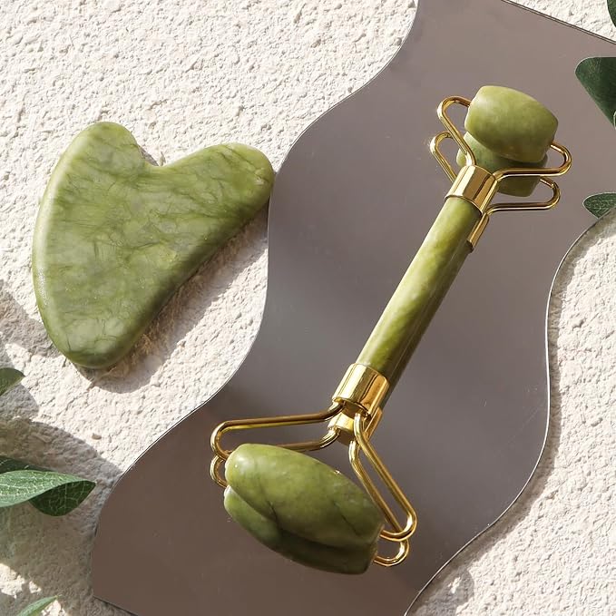 4-Piece Body Roller Jade & Authentic Jade Roller and Gua Sha Set - Image 5