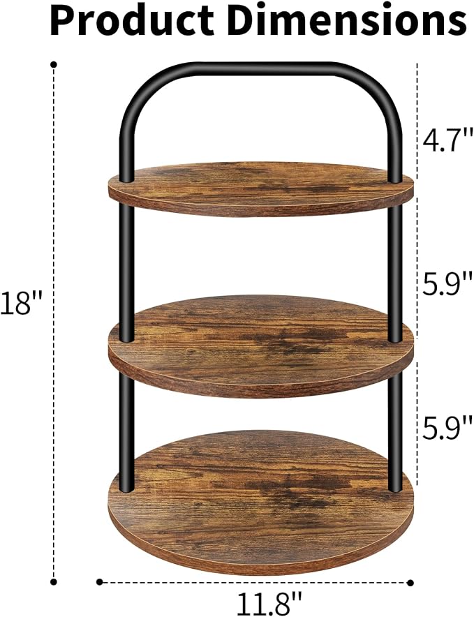 Cupcake Stand, 360° Rotating Wooden Cupcake Stand 3 Tier Large Dessert Table - Image 3
