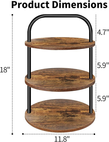 Cupcake Stand, 360° Rotating Wooden Cupcake Stand 3 Tier Large Dessert Table - Image 3
