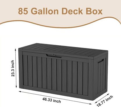 DRATO 85 Gallon Outdoor Deck Box, Weather-Resistant Resin Patio Storage Box - Image 2