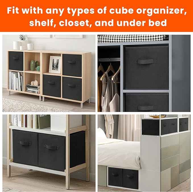 Storage Cubes - 11 Inch Heavy Duty Fabric Storage Bins - Image 6