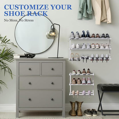 3 Pack Wall Mounted Shoe Rack, 3 Tier Hanging Shoe Rack Holds 36 Pairs - Image 3