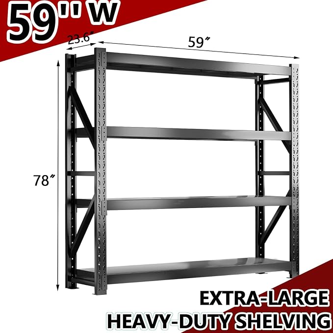 3000LBS Heavy-Duty Garage Shelving, 4-Tier Adjustable Garage Shelving Units - Image 3