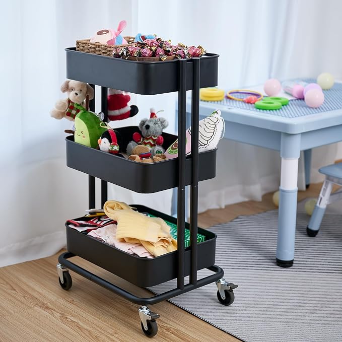3 Tier Rolling Cart Metal Heavy Duty Utility Cart - Image 8