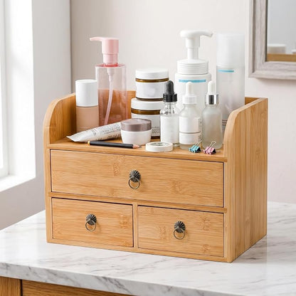 Nicunom Bamboo Desk Organizer, 3-Tier Bamboo Tabletop Storage Organization - Image 8