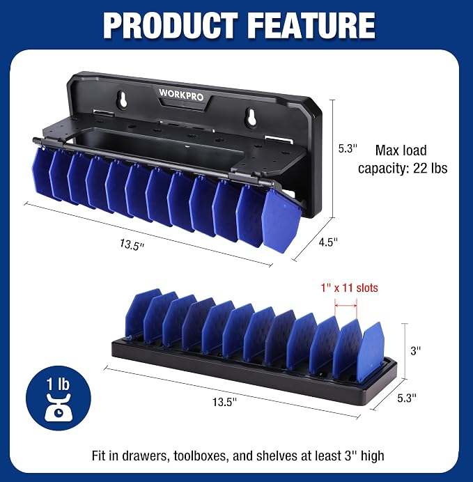WORKPRO Plier Organizer Rack, 13.5" Foldable Tool Organizer, Wall Mount - Image 3