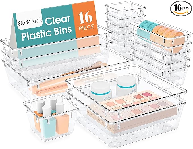 16 PCS Drawer Organizer Set, 5 Varied Size Bathroom and kitchen Drawer cabinet by StorMiracle