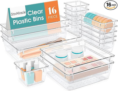 16 PCS Drawer Organizer Set, 5 Varied Size Bathroom and kitchen Drawer cabinet by StorMiracle