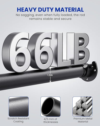 2 PACK Closet Rods for Hanging Clothes, 17 to 28 Inches Stepless Adjustable - Image 4
