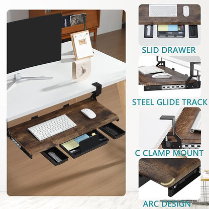 ETHU Keyboard Tray Under Desk, Pull Out Keyboard & Mouse Tray - Image 4