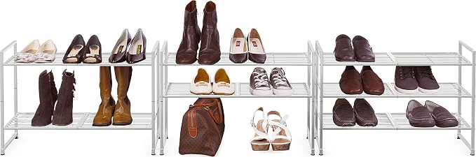 Simple Houseware 3-Tier Stackable Shoes Rack Storage Shelf - Image 4