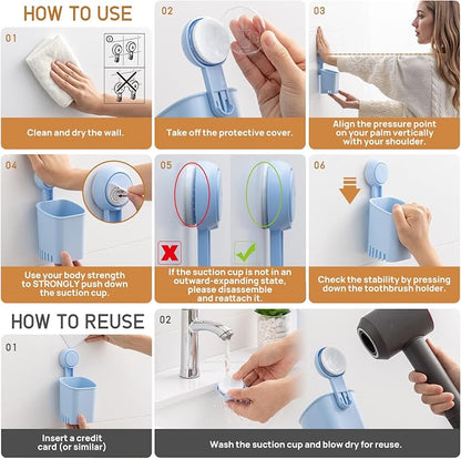 LEVERLOC Powerful Suction Cup Toothbrush Holder, No Drill Removable Wall Shower - Image 7