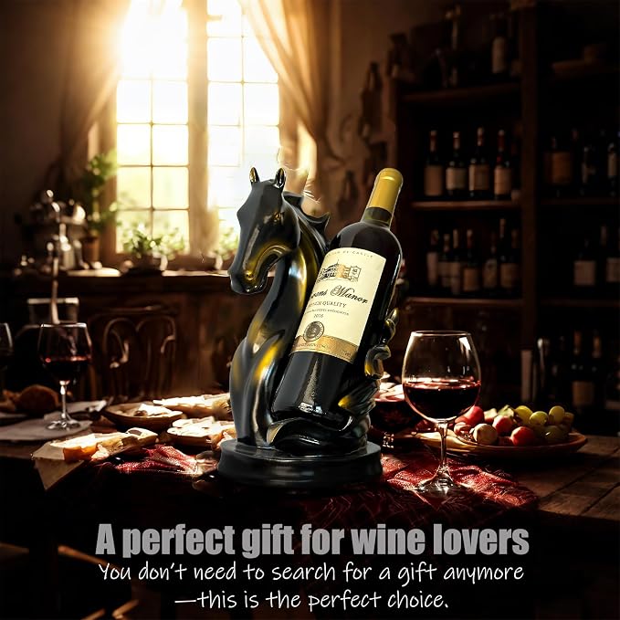 Wine Bottle Holder Wine Racks Tabletop Horse Statue as Home Kitchen Wine Cellar - Image 4