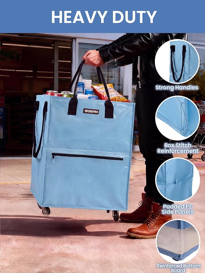 WORKPRO Medium Rolling Grocery Bag, 18-Gallon Tote - Image 4