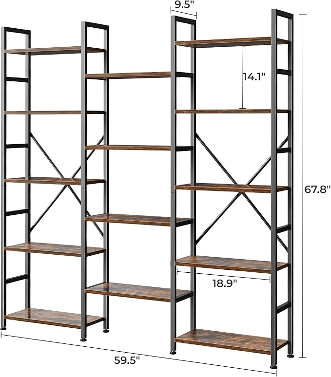SUPERJARE Triple Bookshelf, Bookcase - Image 3