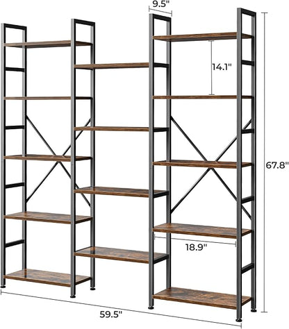 SUPERJARE Triple Bookshelf, Bookcase - Image 3