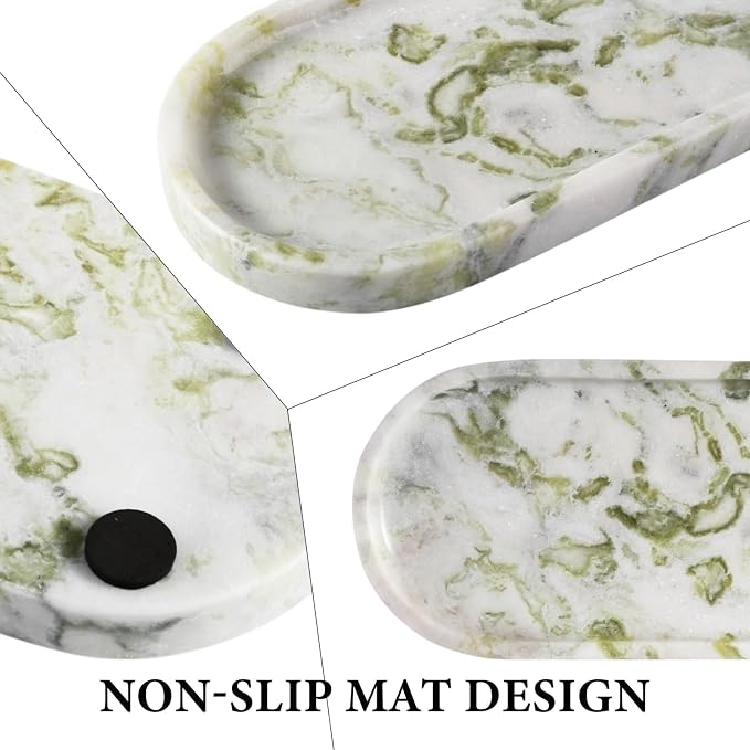 Koville Marble Vanity Tray for Bathroom Countertop, Stone Jewelry Dish Stone - Image 4