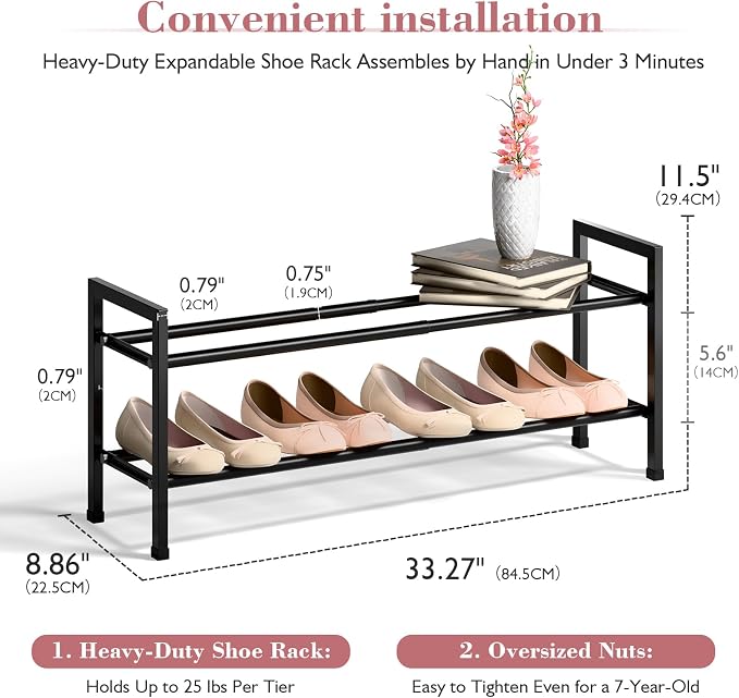 Bumusty 2 Tier Expandable Shoe Rack - Image 3