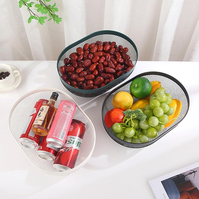 AJIODA Metal Mesh Steel Basket, Oval Metal Wire Storage Organizer Baskets Multi - Image 7
