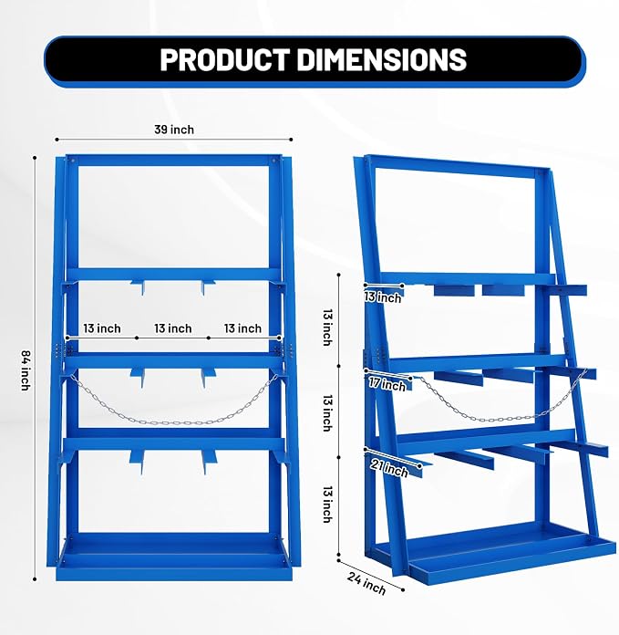 Vertical Bar Rack, 3000 LB Capacity Heavy-Duty Steel Lumber Storage, - Image 2