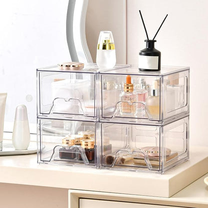 6 Pack Stackable Makeup Organizer, 4.4'' Tall Acrylic Bathroom Makeup Organizer - Image 5