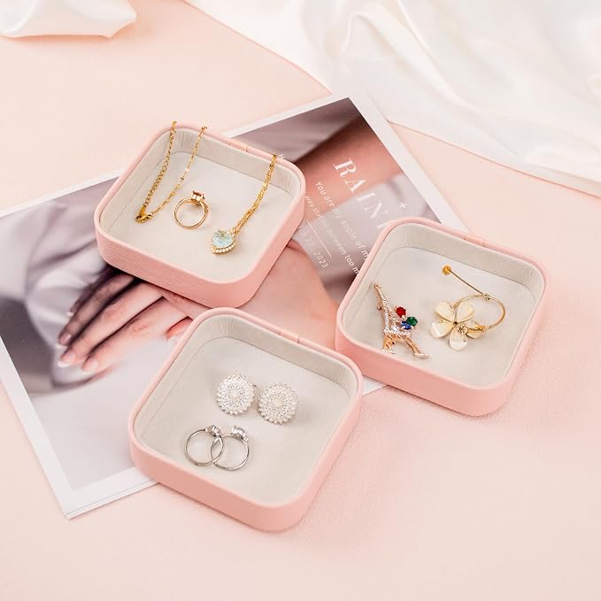 SANQIANWAN Set of 3 Small Stackable Jewelry Organizer Trays Mini Jewelry Drawer - Image 5