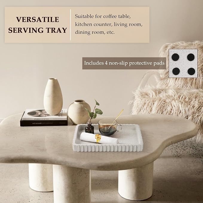 Concrete Decorative Tray for Coffee Table Decor, Rectangular Modern Decorative - Image 6