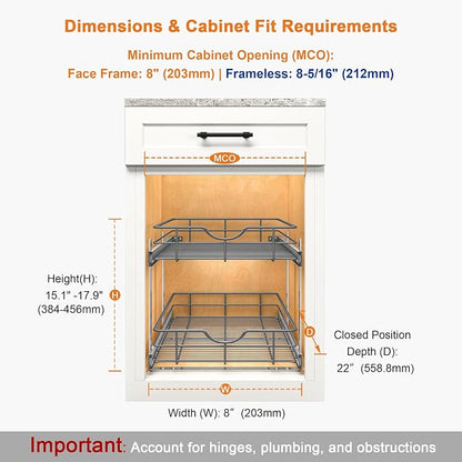 ALINE FURNITURE 2-Tier Pull Out Cabinet Organizer - Image 2