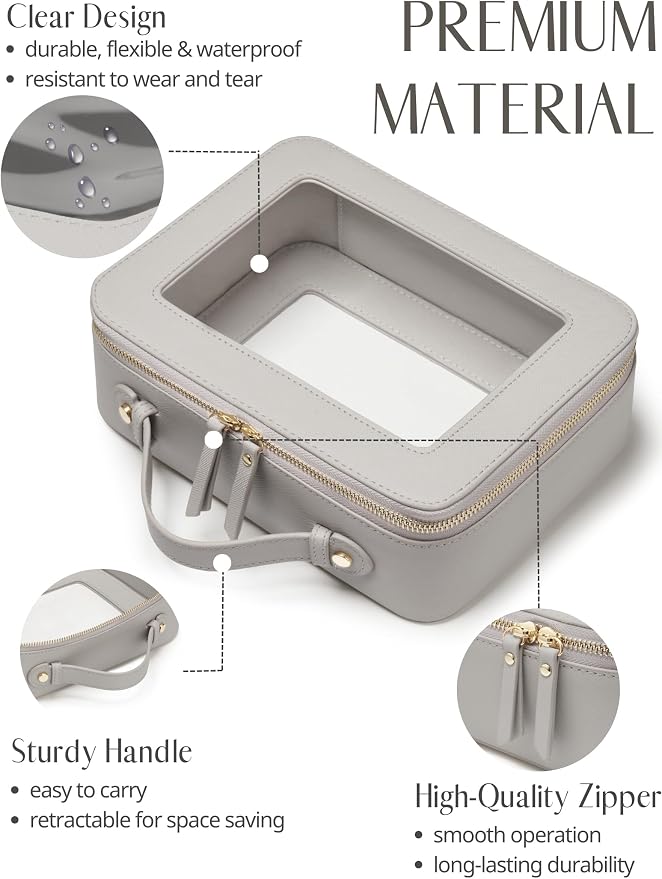 Popvibe Clear Makeup Bag Travel Cosmetic Case Transparent Toiletry Bag - Image 2