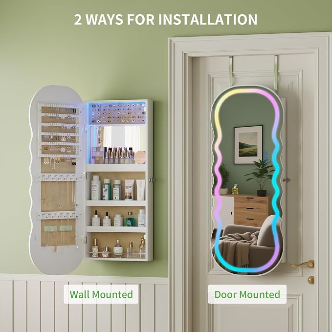 HNEBC LED Mirror Jewelry Cabinet - Image 6