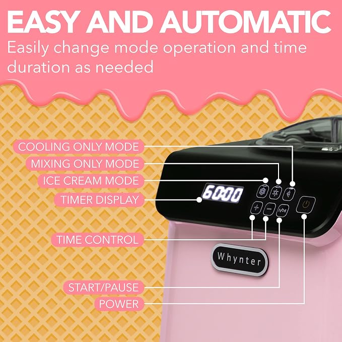 Whynter Ice Cream Maker Machine Automatic 1.28 Qt Upright - Image 6
