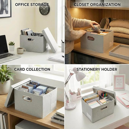 PRANDOM Storage Bins with Lids Linen Fabric Foldable Storage Boxes Organizer - Image 7