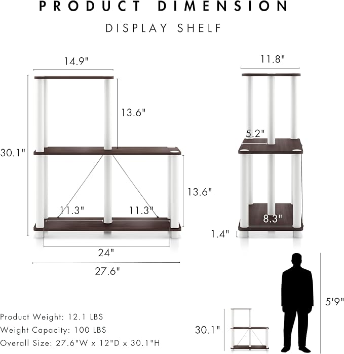 Homes: Inside + Out Apexa Modern 3-Cube Ladder Shelving Units, Collectibles - Image 3