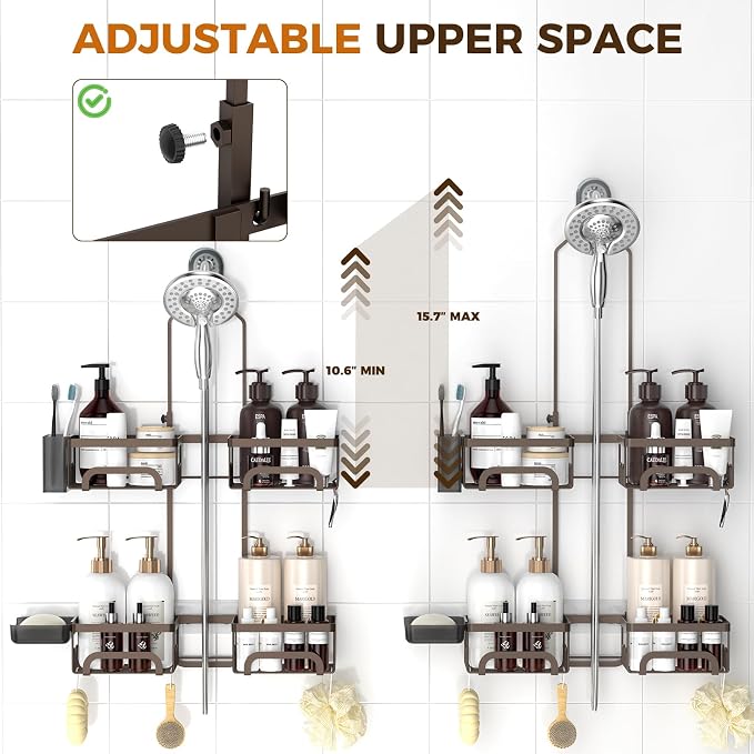 REINHARDT Shower Caddy Hanging for Handheld Showerheads Adjustable Split Shower - Image 2