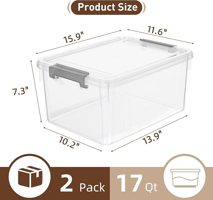 Citylife 17 QT Plastic Storage Bins - Image 2