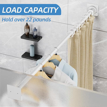 CorkLatta White Shower Curtain Rod, 1 Inch Diameter Stainless Steel Adjustable - Image 3