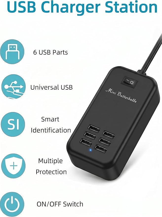 USB Charger Station, 6 Port Desktop Charging Station - Image 2