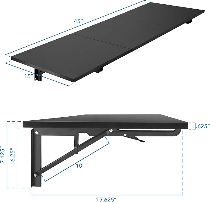 Mount-It! Heavy Duty Drop Down Table, Wall Mounted Drop Leaf Tables 45x15x7 - Image 2