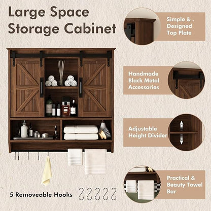 RUSTOWN Farmhouse Bathroom Wall Storage Cabinet - Image 6