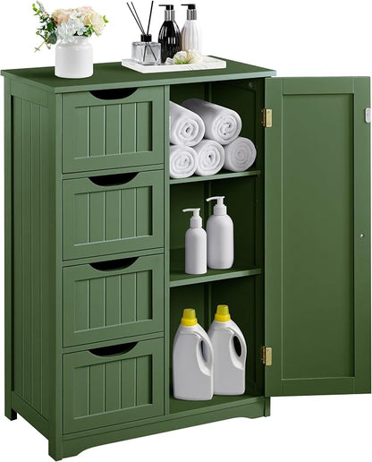 Yaheetech Wooden Bathroom Floor Cabinet, Side Storage Organizer Cabinet by Unknown