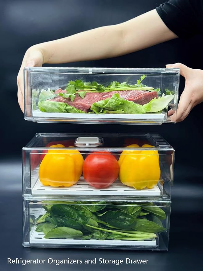 Refrigerator Organizers and Storage Drawer, Stackable Fruit Storage Containers - Image 4